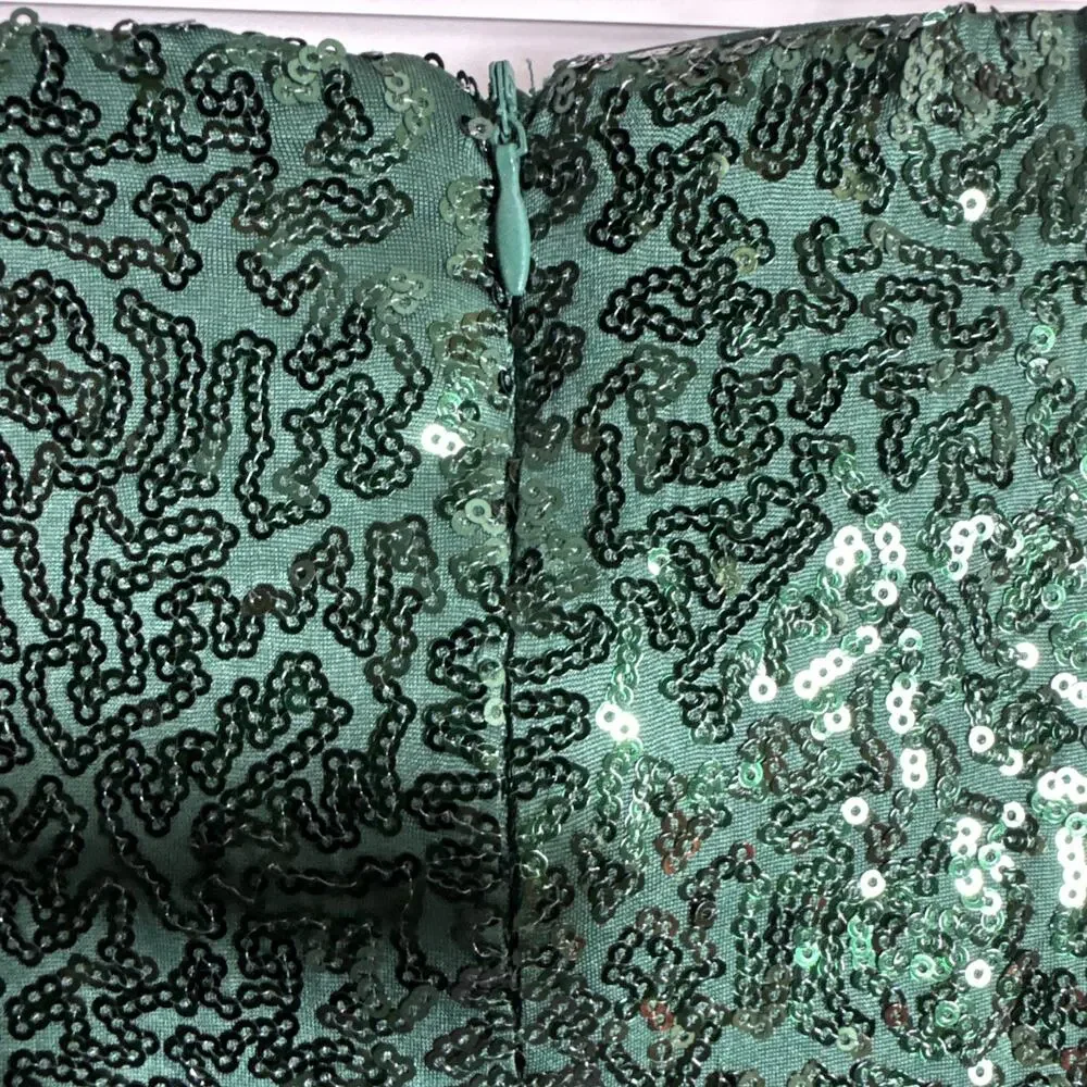 Tipsy Elves Skirt Size M Evening Essentials Party Green Sequined Straight Short